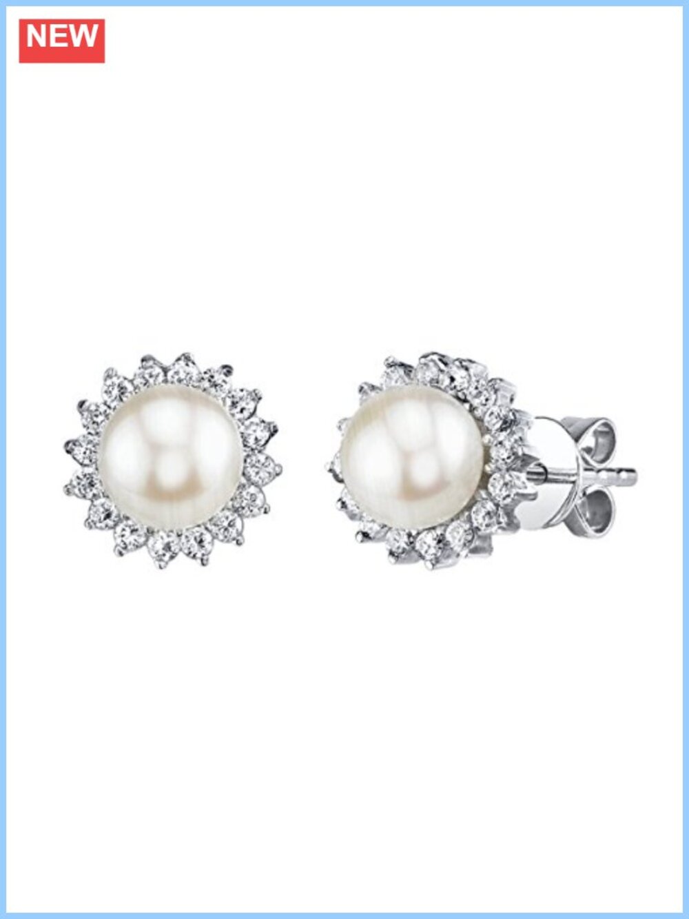 7-8mm Freshwater Pearl & Cubic Zirconia Drop Dangle Earrings